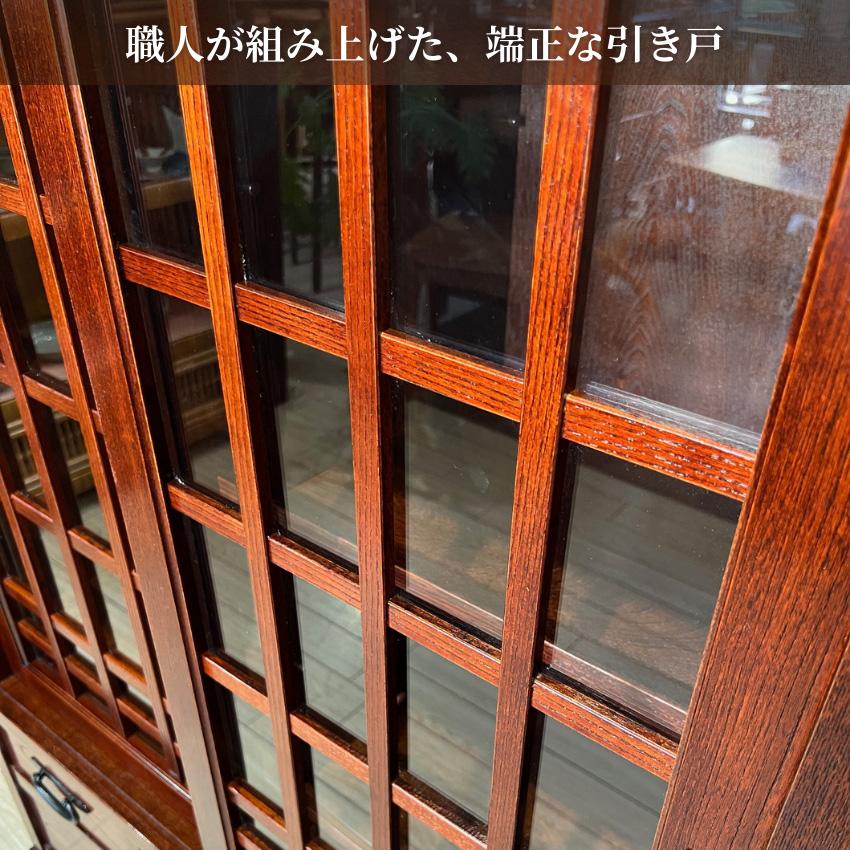 膳戸棚 欅 無垢 食器棚 完成品 食器戸棚 引き戸 水屋箪笥 和風 和茶棚