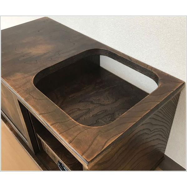 神谷家具 お座敷ワゴン キャスター付き ポットワゴン 和風 和室