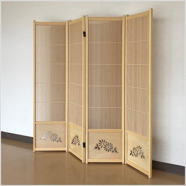 衝立 和風 衝立 パーテーション おしゃれ 屏風 4連 夏屏風 木製 Kami Mk2438 インテリア バグース 通販 Yahoo ショッピング