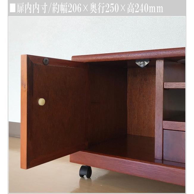 【良品】カリモク キャスター付ポットワゴン お座敷ワゴン アンティーク】昭和レトロ 木製 キャスター付 ポットワゴン