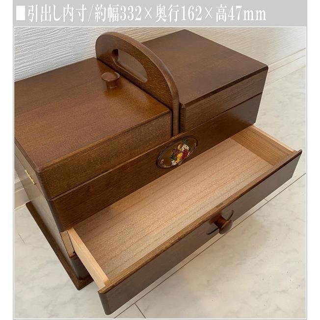 極美品★レトロ　針箱　裁縫箱　ソーイングボックス　引き出し　古民具　ケヤキ　木製 ケヤキ材 裁縫箱 木製 アンティーク 小物入れ 小引き出し 天然木