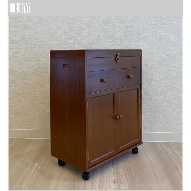 ミシン収納 ワゴン キャスター付き キャビネット 木製 ソーイング