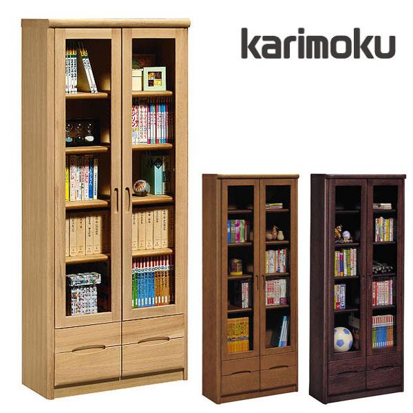 美品　カリモク　本棚　本箱　書棚　ブックシェルフ　キャビネット　飾り棚　書斎 カリモク家具（KARIMOKU FURNITURE） カリモク 書棚 ガラス扉付き 本棚