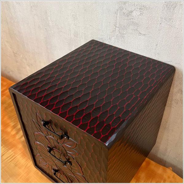 ケンホープ 鎌倉彫 ミニチェスト 木製 小引き出し 収納ケース 整理箱