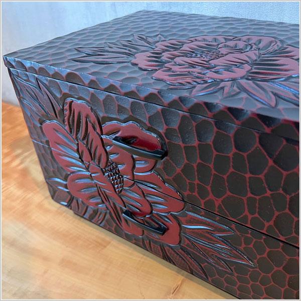 鎌倉彫 小物入れ 収納箱 花柄 漆器 外箱付き 工芸品 木製 ケンホープ 鎌倉彫 ミニチェスト 木製 便箋入れ おしゃれ 便箋ケース