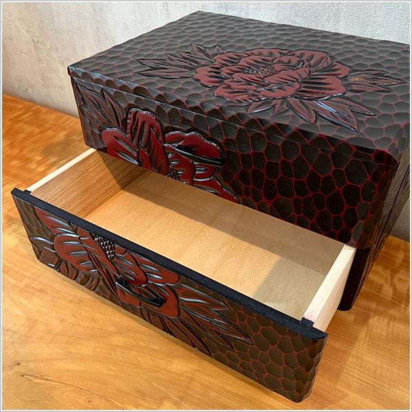 ケンホープ 鎌倉彫 ミニチェスト 木製 便箋入れ おしゃれ 便箋ケース