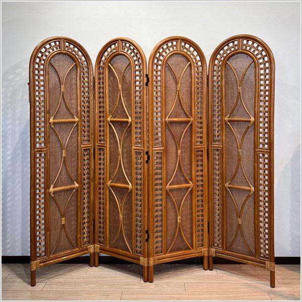 KAZAMA パーテーション おしゃれ パーティション 間仕切り ラタン 衝立