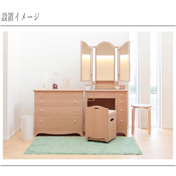 【新品・未使用】北欧風 木製ドレッサー ミラー　収納付き チェスト 丸藤 チェスト 白 ドレッサー サイドチェスト 北欧 リビングチェスト