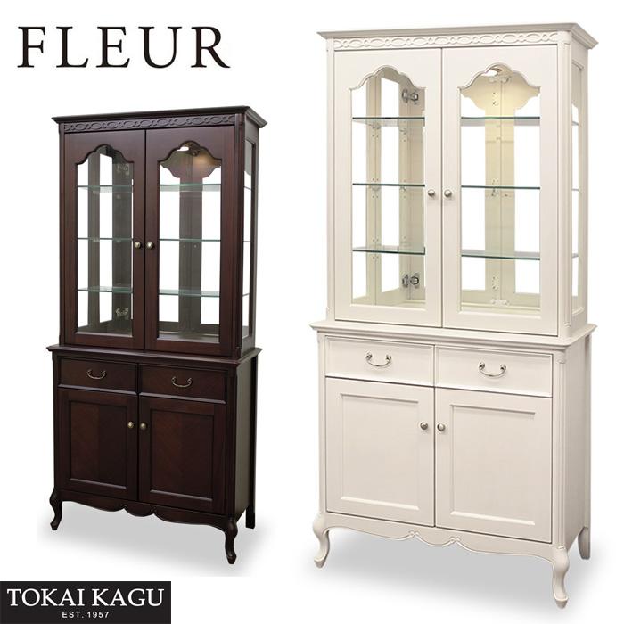 ディスプレイ 飾り棚 カップボード CP85 ホワイト アイボリー