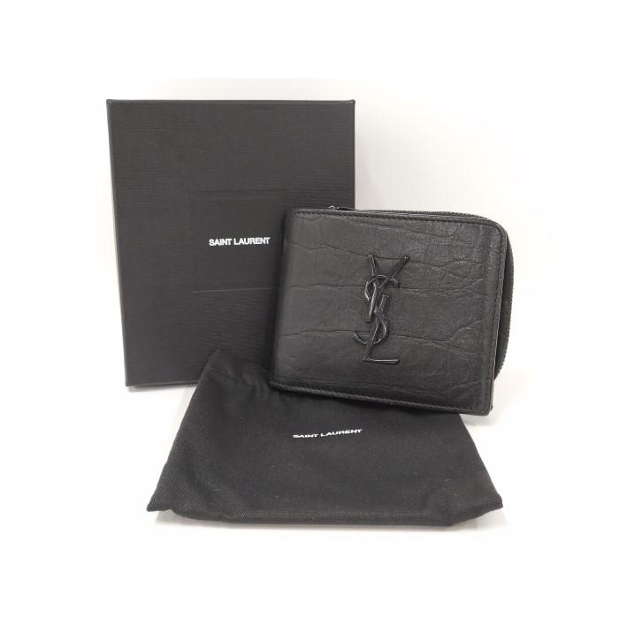 【中古】Yves Saint Laurent 二つ折り財布 レザー ブラック 630072｜interior-collection｜10