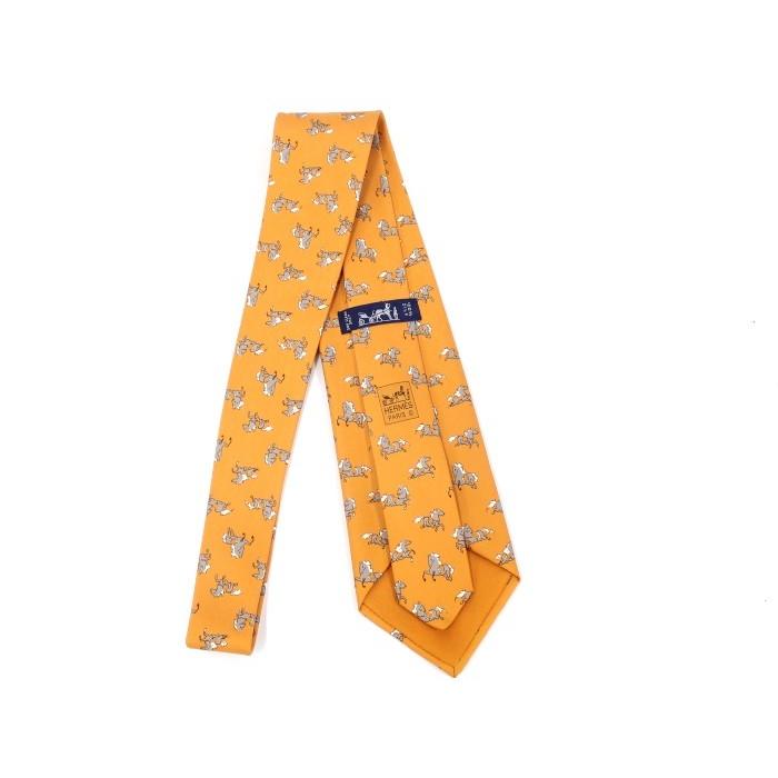 HERMES 【中古】エルメス ネクタイ 馬柄 オレンジ シルク100 HERMES 【中古】エルメス ネクタイ 馬柄 オレンジ シルク100