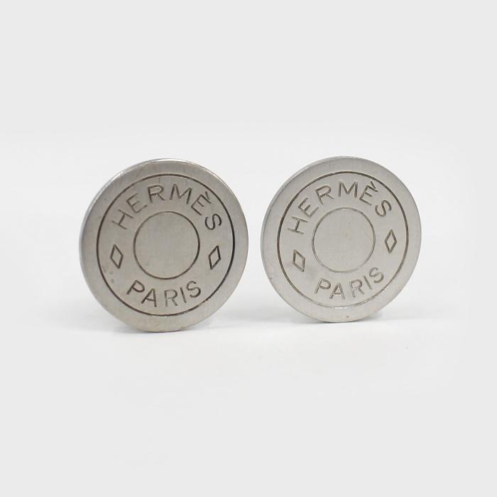 HERMES 【中古】エルメス イヤリング セリエ シルバー メタル シリコン  