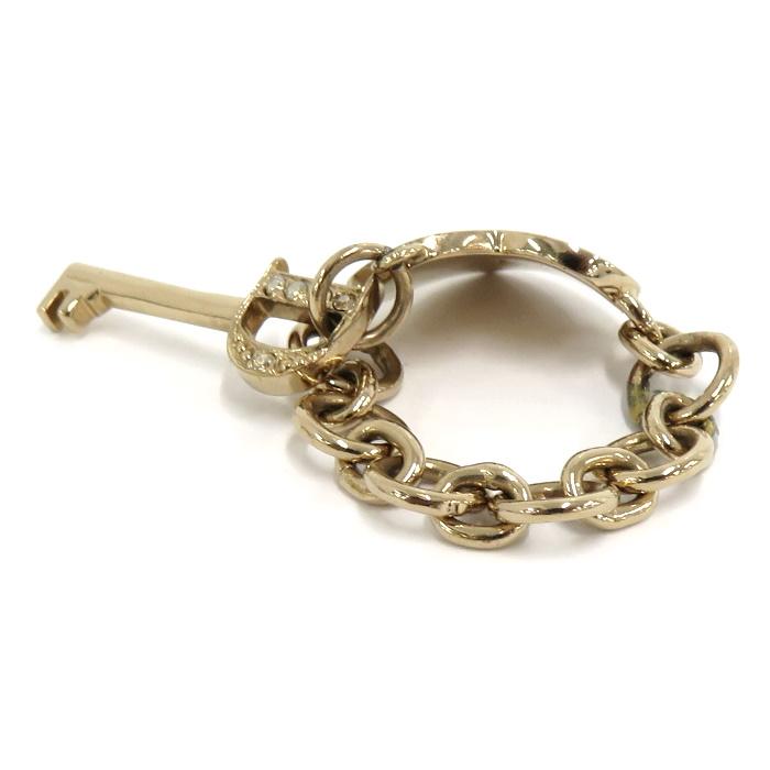 Christian Dior 【中古】Christian ラインストーン チェーン リング 