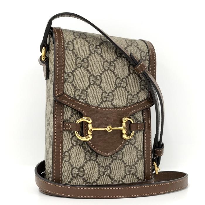 中古】GUCCI ショルダーバッグ GGスプリーム ホースビット 1955 レザー