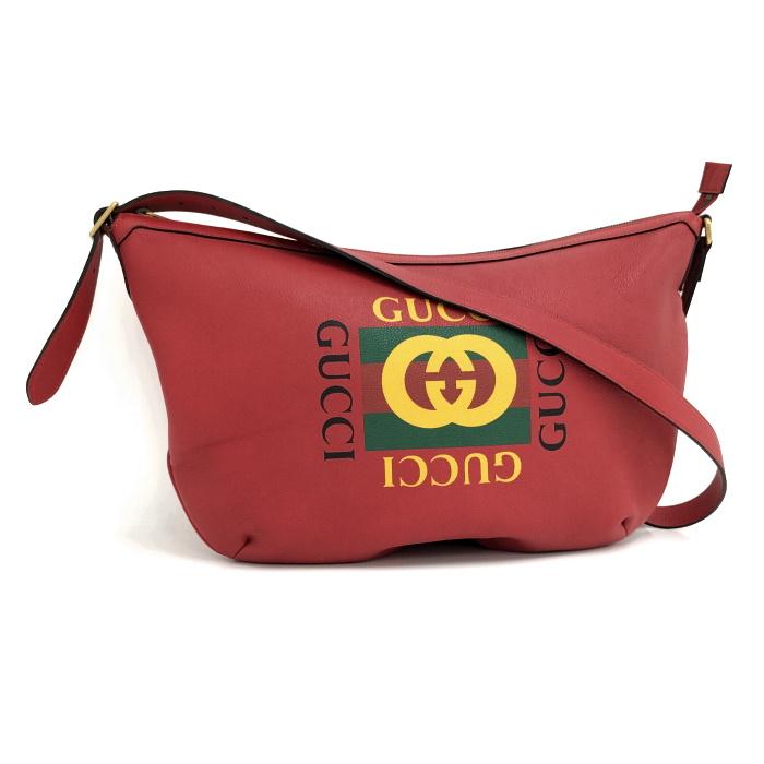 GUCCI 【中古】GUCCI ハーフムーン ホーボー ショルダーバッグ GG  