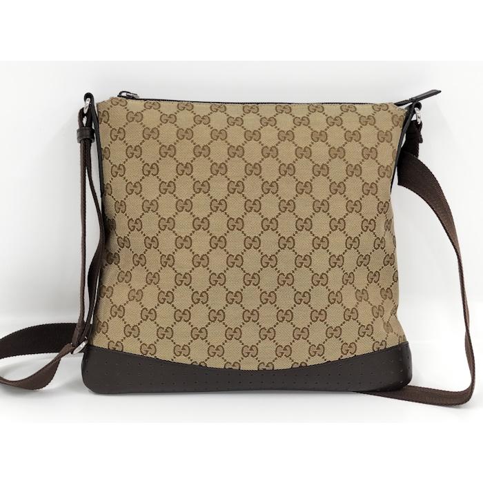 GUCCI ショルダーバッグ GG キャンバス レザー ベージュ