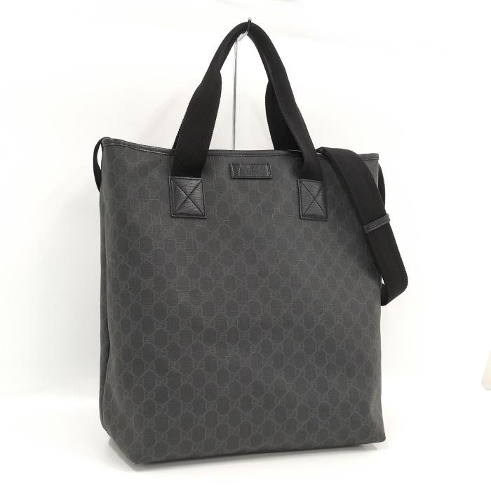 GUCCI 【中古】GUCCI 2WAYトートバッグ GGスプリーム PVC グレー  
