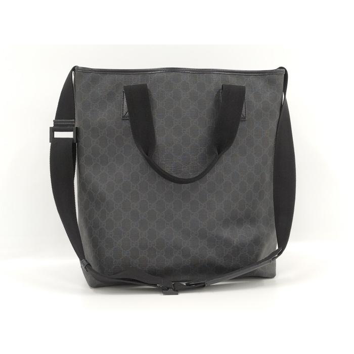 GUCCI 【中古】GUCCI 2WAYトートバッグ GGスプリーム PVC グレー  