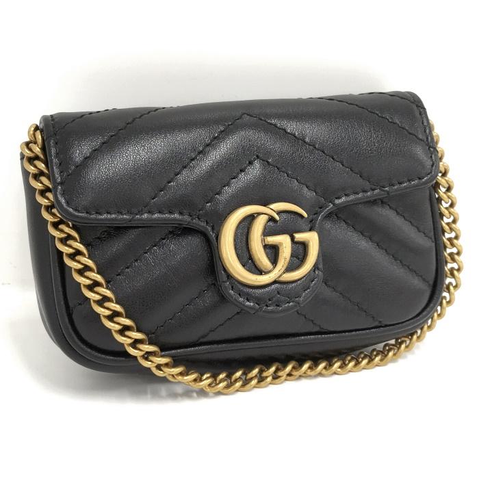 GUCCI 【中古】GUCCI ミニミニ チェーンバッグ GGマーモント ハート レザー ブラック 575161 : サカイのリサイクル ...