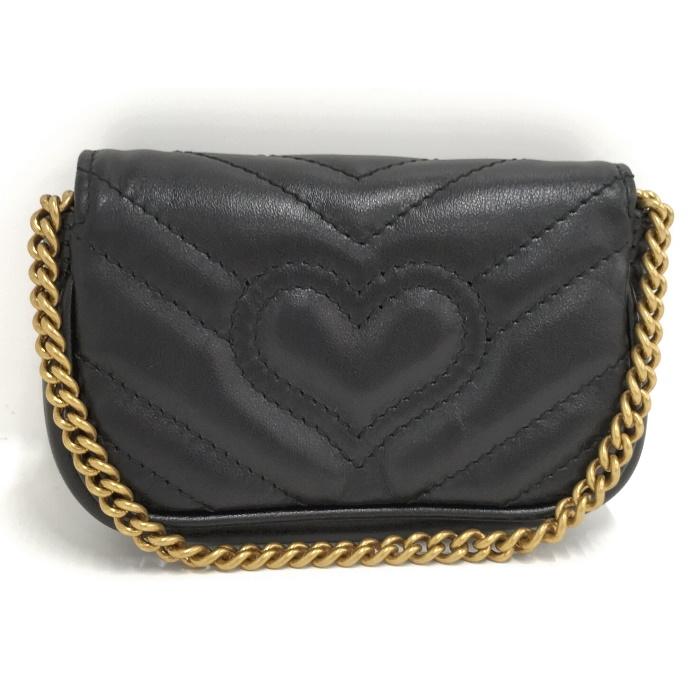 GUCCI 【中古】GUCCI ミニミニ チェーンバッグ GGマーモント ハート レザー ブラック 575161 : サカイのリサイクル ...