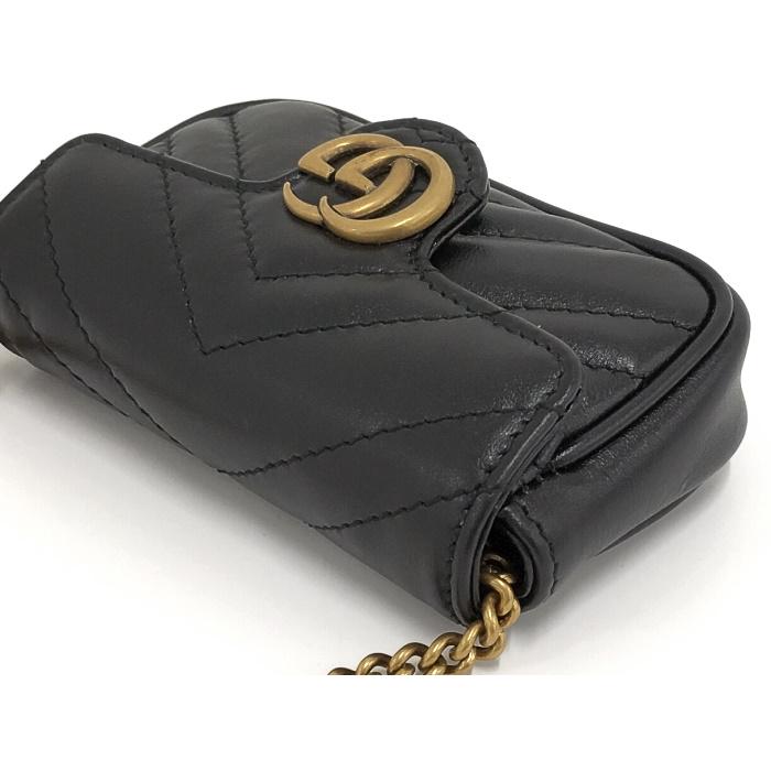 GUCCI 【中古】GUCCI ミニミニ チェーンバッグ GGマーモント ハート レザー ブラック 575161 : サカイのリサイクル ...