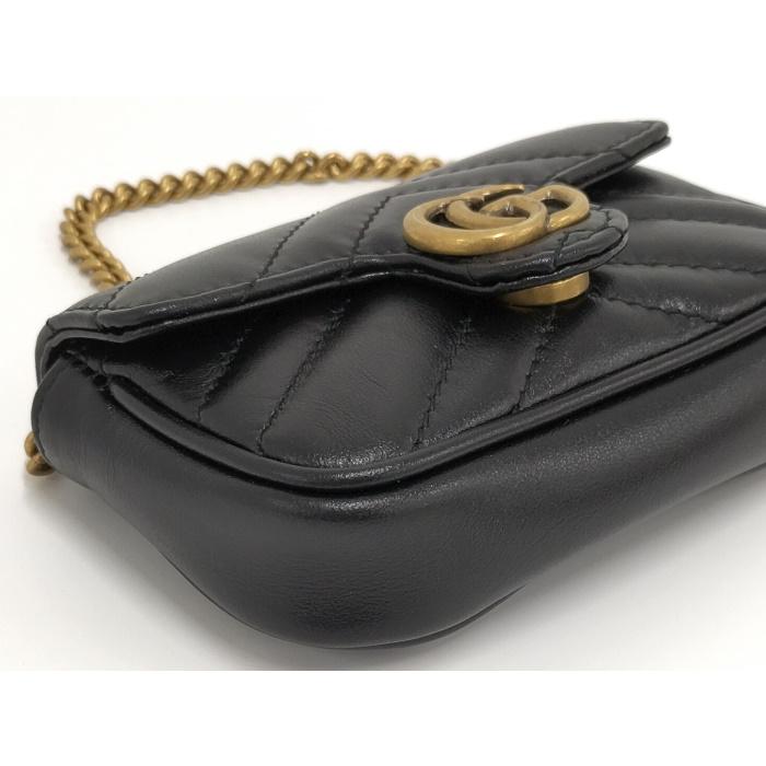 GUCCI 【中古】GUCCI ミニミニ チェーンバッグ GGマーモント ハート レザー ブラック 575161 : サカイのリサイクル ...