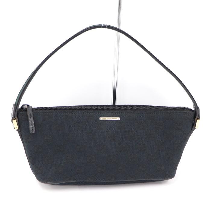 中古】グッチ アクセサリーポーチ ブラック GGキャンバス 141809  