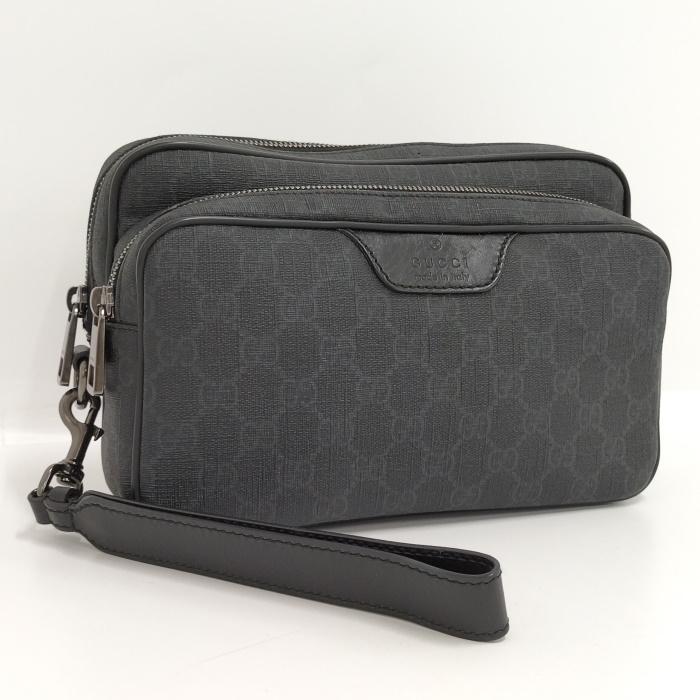 中古】GUCCI クラッチバッグ GGスプリーム PVC レザー ブラック 