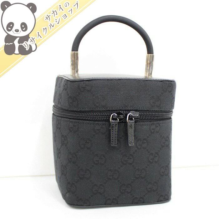 【中古】グッチ バニティバッグ ハンドバッグ GGキャンバス ブラック 039.1052 2000088259100007サカイの