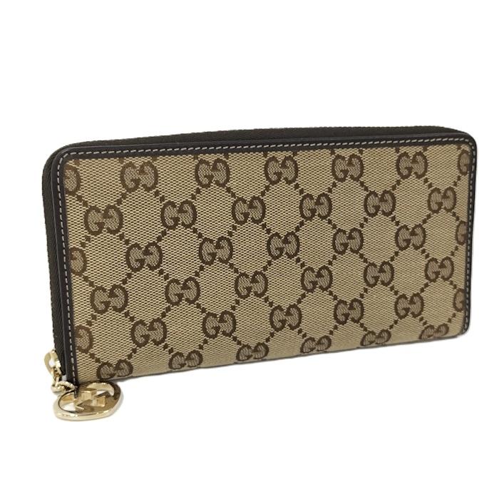 GUCCI GGキャンバス ラウンドファスナー長財布 308005 ブラウン