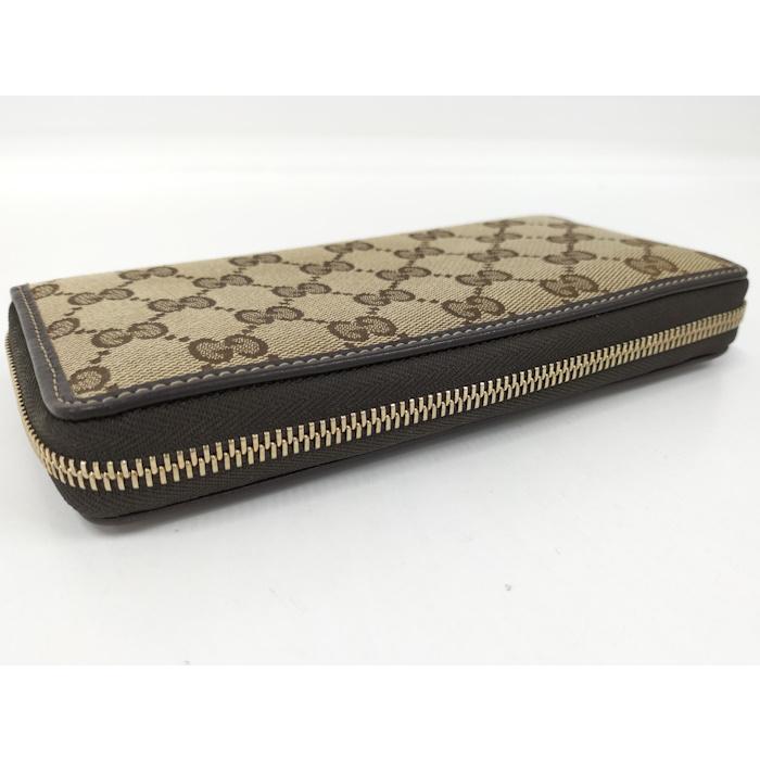 GUCCI GGキャンバス ラウンドファスナー長財布 308005 ブラウン
