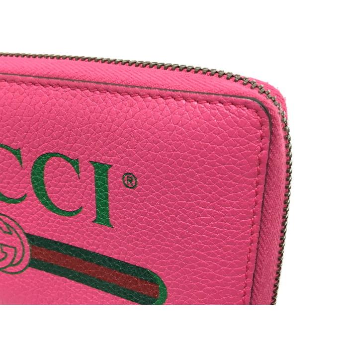 中古】GUCCI ヴィンテージロゴ プリント ラウンドファスナー長財布