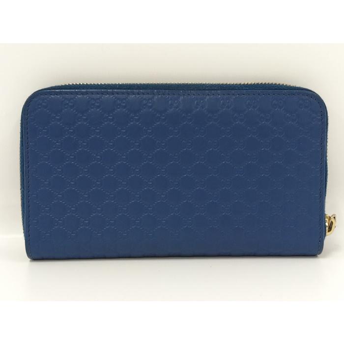 GUCCI（グッチ） ラウンドファスナー長財布 マイクログッチシマ レザー