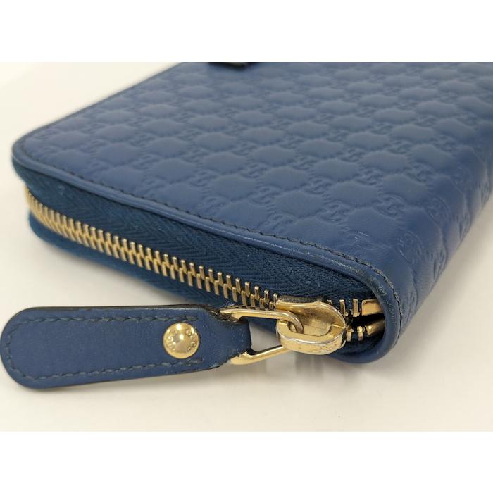 GUCCI（グッチ） ラウンドファスナー長財布 マイクログッチシマ レザー