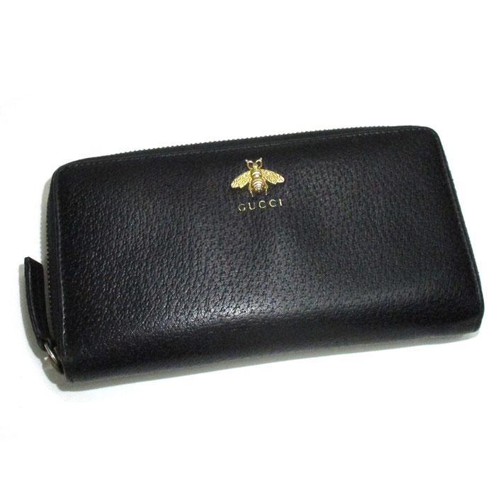 GUCCI 【中古】GUCCI アニマリエ レザー ジップアラウンド ウォレット  