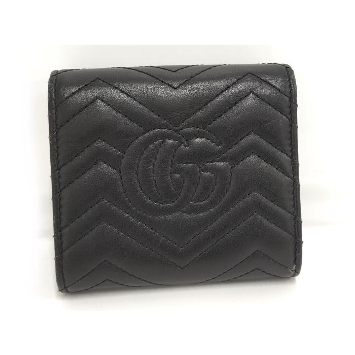 GUCCI 二つ折り財布 GGマーモント レザー ブラック 598629 : サカイの