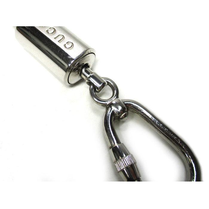 中古】グッチ ダブルフック ロゴタイプ キーホルダー シルバー メタル