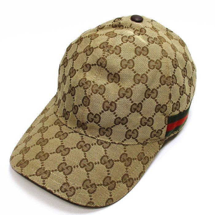 中古】グッチ ベースボール キャップ 帽子 GGキャンバス シェリー