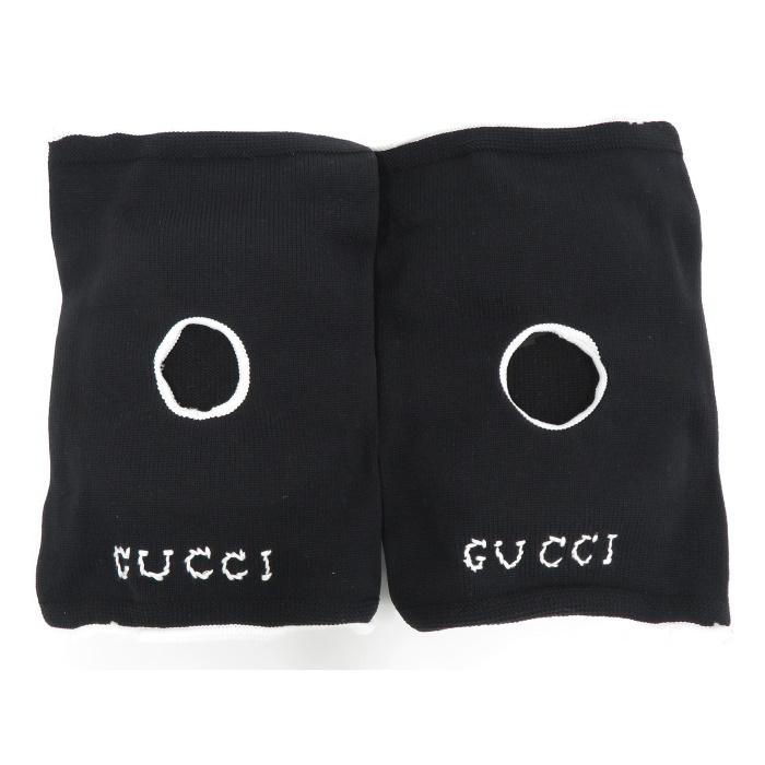 中古】GUCCI ニーパッド 膝当て インターロッキングG ブラック Mサイズ