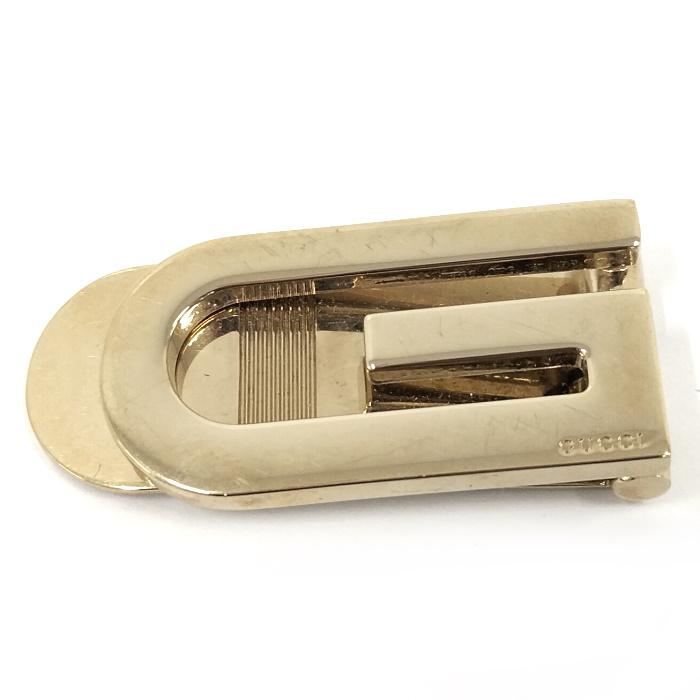 中古】GUCCI マネークリップ Gモチーフ メッキ ゴールド