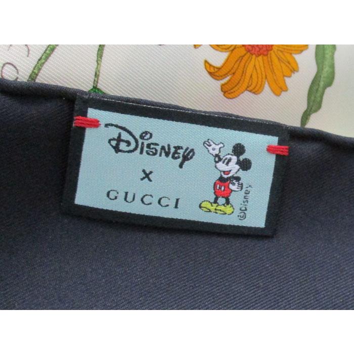 【中古】GUCCI Disney ディズニー コラボ ミッキーマウス柄 大判スカーフ シルク マルチカラー 607325