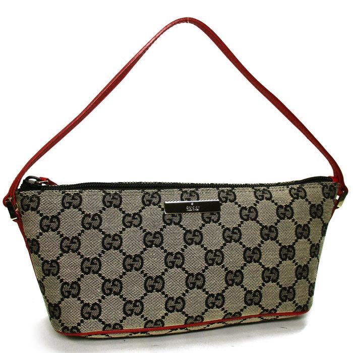 GGキャンバス 【中古】グッチ アクセサリーポーチ レザー ベージュ  