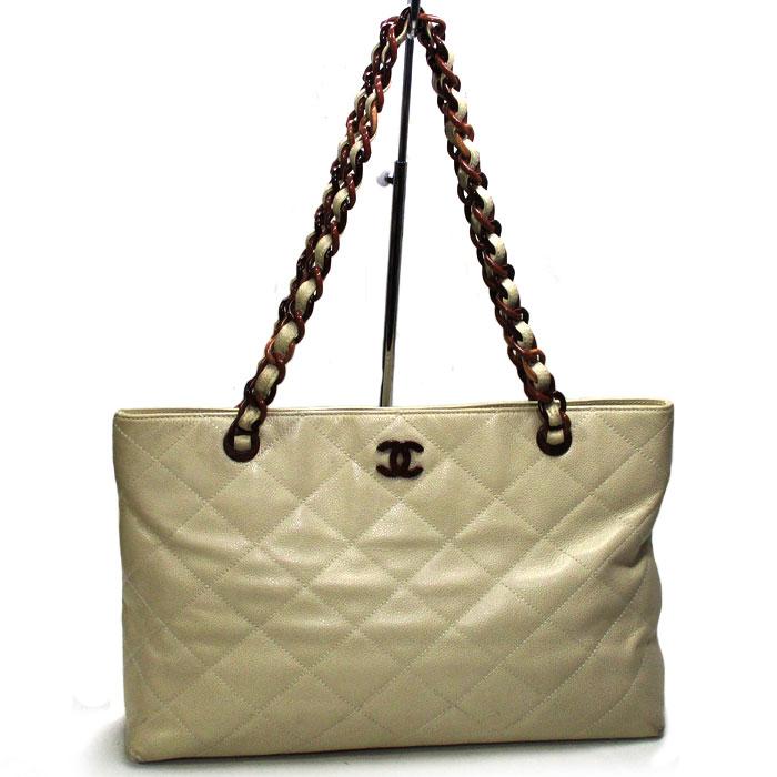 中古】CHANEL マトラッセ チェーンショルダーバッグ ウッド調  