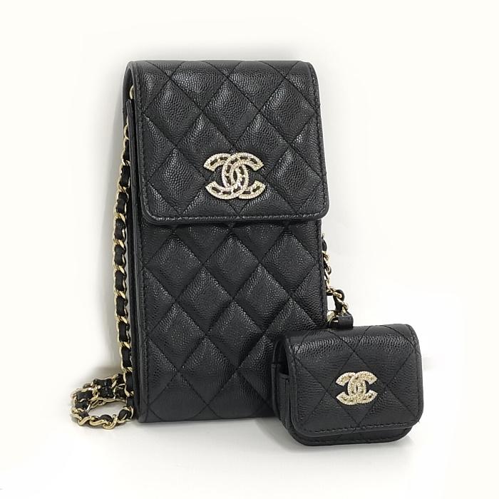 CHANEL チェーンショルダー スマートフォンケース/エアポッズケース 