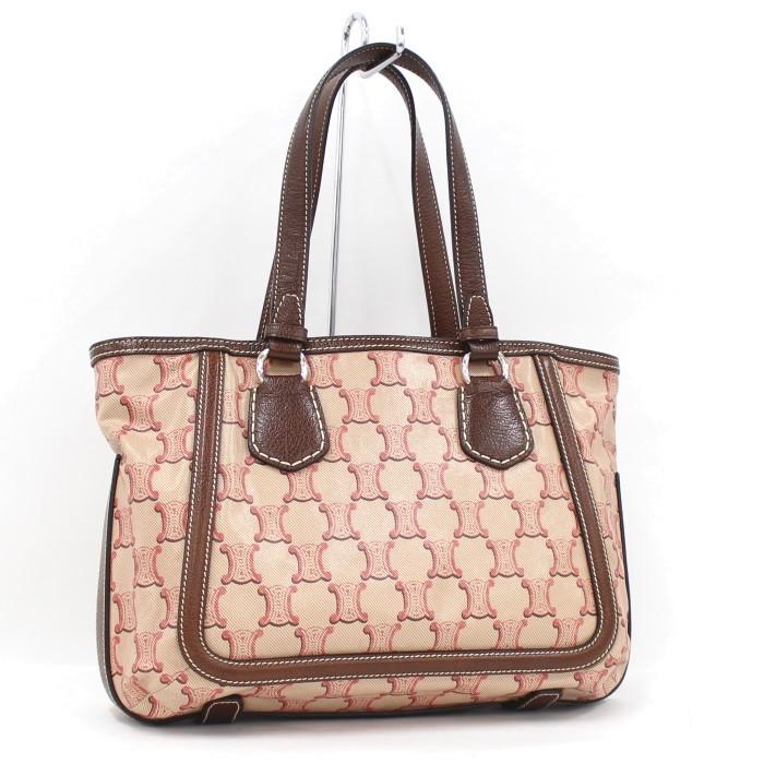 CELINE 【中古】セリーヌ トートバッグ マカダム柄 PVC レザー ピンク 