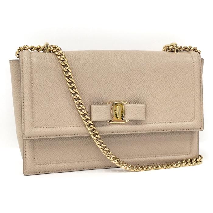 中古】Salvatore Ferragamo ジニー チェーンショルダーバッグ ヴァラ 