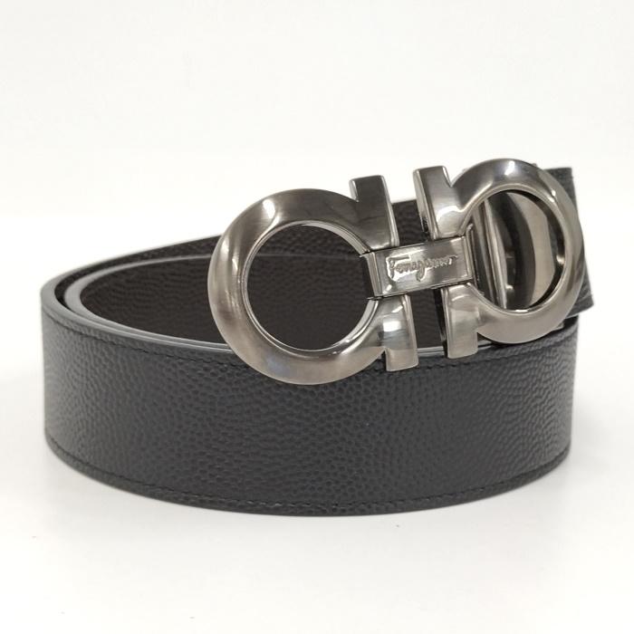 中古】Salvatore Ferragamo ベルト ガンチーニ レザー ブラック