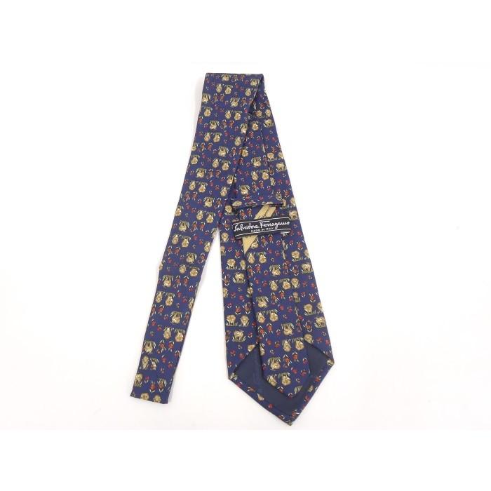 Ferragamo　花柄　ネクタイ　ネイビー　シルク　フェラガモ Ferragamo花柄ネクタイネイビーシルクフェラガモ