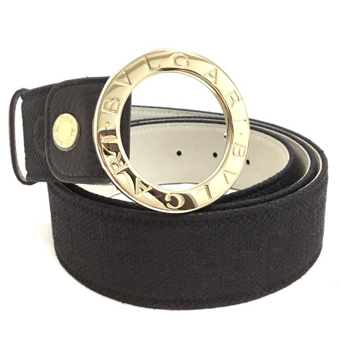 ブルガリ 【中古】ブルガリ ベルト ロゴマニア メンズ ブラック