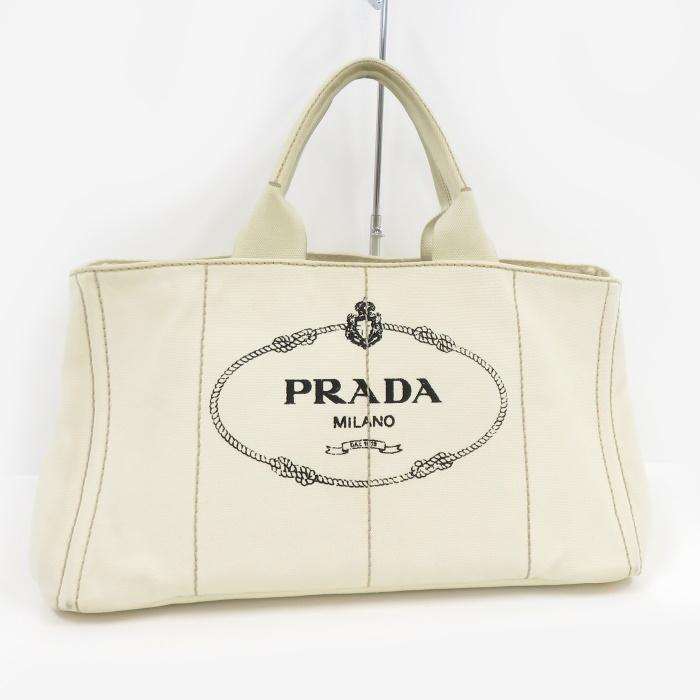 prada 【中古】プラダ トートバッグ カナパ キャンバス ホワイト